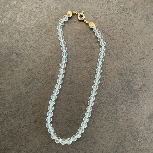 Crystal Quartz Bead Necklace Gold-Filled Clasp - Picture 3 of 8